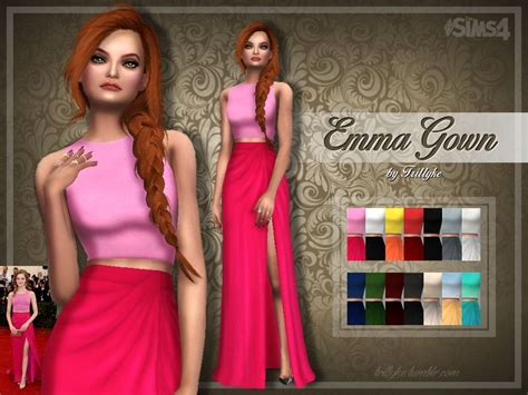 Emmagownbytrillyke Sims 4 Dresses Gala Dresses Magenta Dress Pink