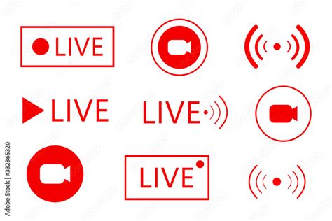 Set Of Live Streaming Icons Set Of Live Broadcasting Icons Button