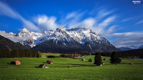 Houses Country Alps Medows Mountains Beautiful Views Wallpapers 3840x2400