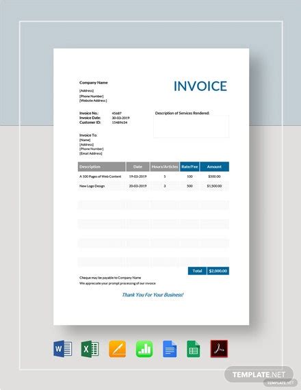 Freelance Invoice Template 9 Free Word Excel Pdf Format Download