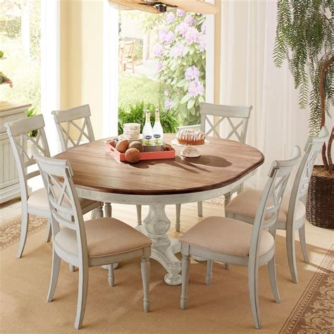 7 Piece Round Table And Double X Back Chair Set Round Dining Room