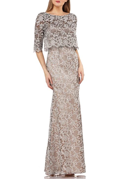 Js Collection Embroidered Lace Scallop Trim Evening Dress Nordstrom