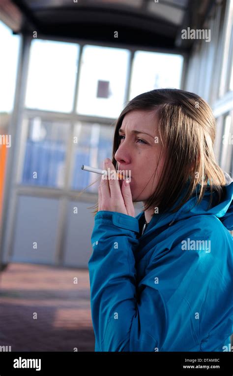Young Women Smoking Electronic Cigarette Stock Photo Alamy