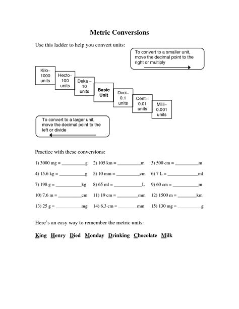 4th Grade Metric Conversion Worksheet