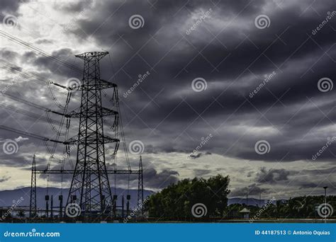 Power Plant Transmission Lines Stock Image Image Of Electricity