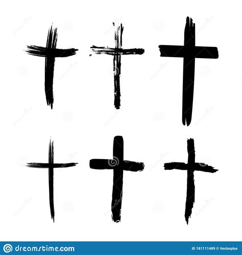 Set Of Hand Drawn Black Grunge Cross Icons Collection Of Simple