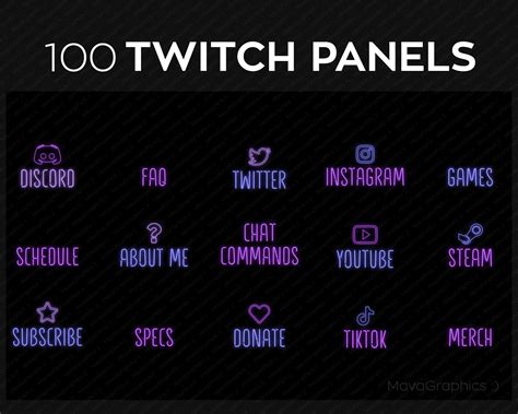 100 Twitch Panels For Streaming Purple And Blue Png Twitch Etsy