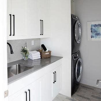 Shop wayfair for all the best white cabinets & chests. Gray Wash Cabinets with White Waterfall Island - Modern ...