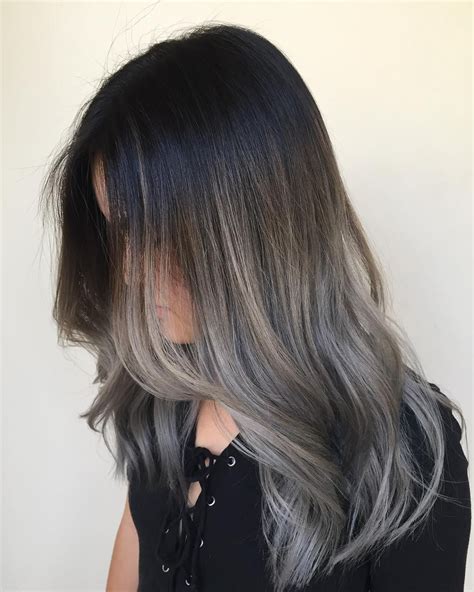 Awesome 45 Dazzling Black To Grey Ombre Ideas Grey Ombre Hair Black Hair Ombre Grey Hair Dye