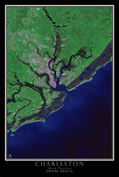 Charleston South Carolina Satellite Poster Map South Carolina