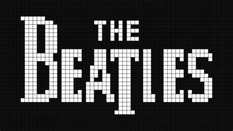 A Pixel Art Template Of The Beatles Logo White On Black From 1962 To