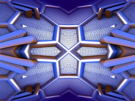 Four Fractal Make Abstract Geometric Composition 3d Rendering Stock