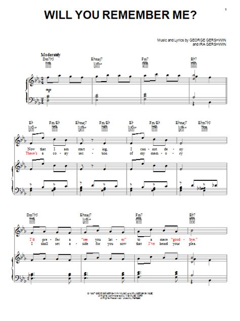 Will You Remember Me Sheet Music Direct