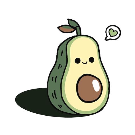 Premium Vector Kawaii Cute Avocado With A Smile Like A Cartoon Hand
