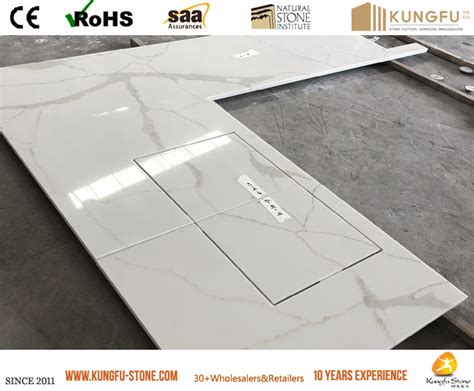 Gold Veins White Calacatta Quartz Countertops For Sale Kkq Quartz