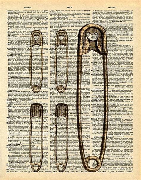 Safety Pins Altered Book Art Safety Pin Vintage Dictionary