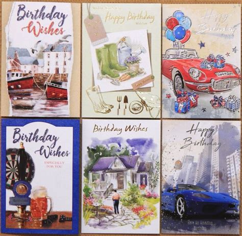 Browse birthday ecards and choose the perfect one for him; Pack of 6 Male Mens Traditional Birthday Cards Men ...