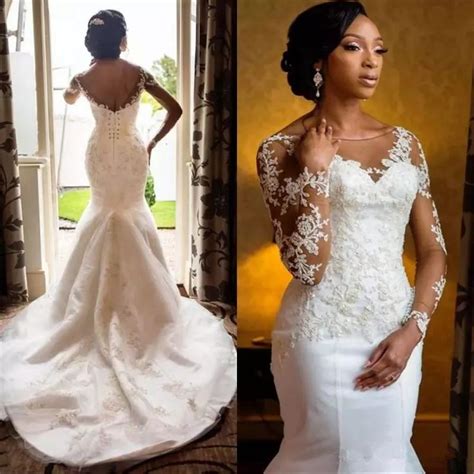 wedding dresses vestido de noiva handmade long sleeve bridal gowns black women g… sheer