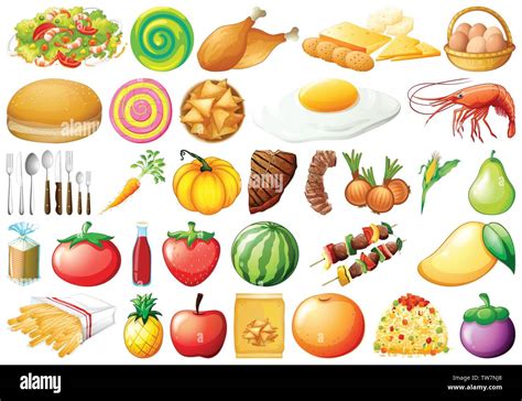 Conjunto De Alimentos Saludables Ilustración Imagen Vector De Stock