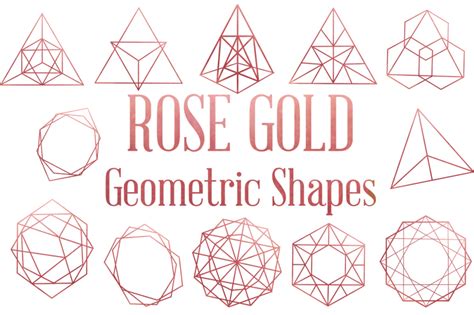 Rose Gold Geometric Shapes By Dream In Watercolor Thehungryjpeg