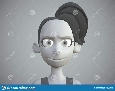 Stylized Cartoon Female Character 3d Rendering Very Cute Stock