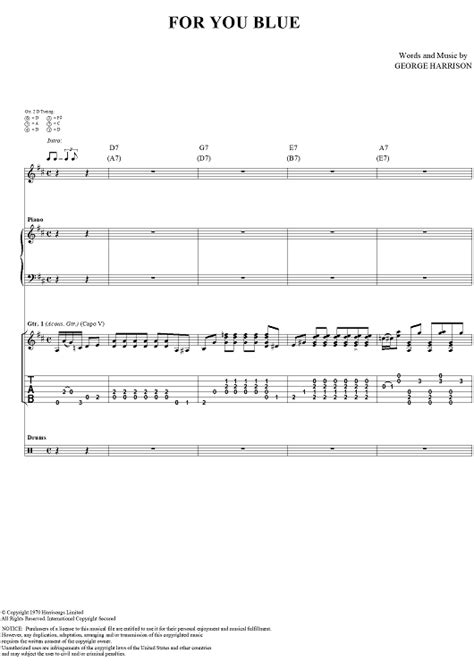 For You Blue Sheet Music By The Beatles For Guitar Tabvocalchords