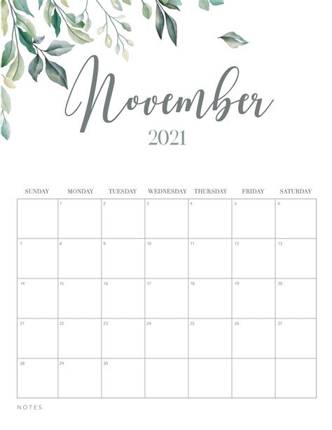 Awesome Cute November Calendar 2021 Floral Wallpaper For Desktop