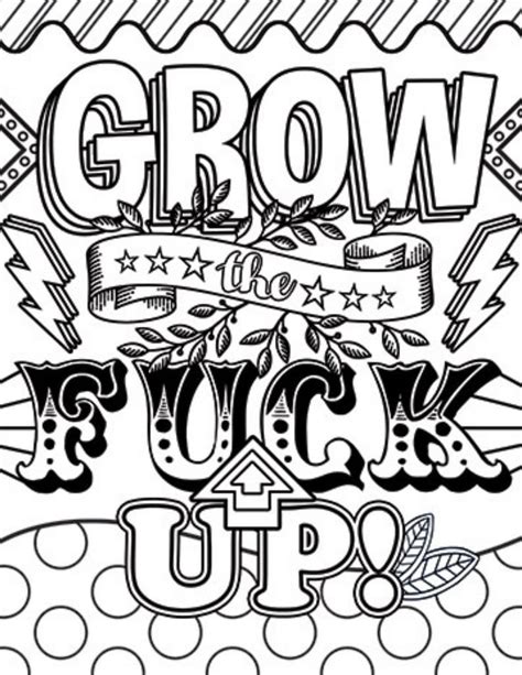 40 Page Fuck This Shit Adult Swear Word Coloring Book Digital Download