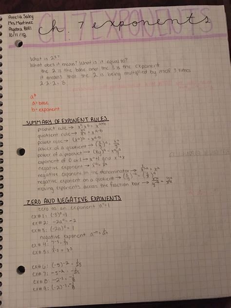 Algebra Exponent Notes Part 1 Algebra Notes Math Notes Studying Math