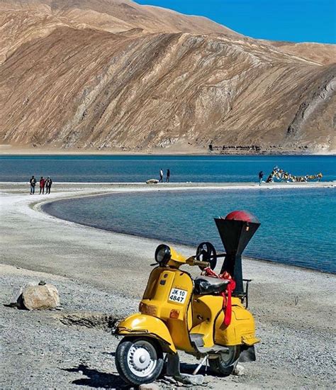 The 3 Idiots Scooter At The Pangong Lake Leh Ladakh Road Trip