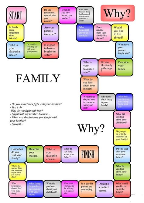 family  boardgame worksheet  esl printable worksheets