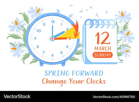 Daylight Saving Time Begins 2023 Web Banner With Vector Image