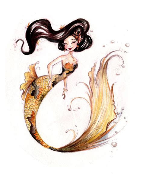 Gold Koi Fish Fine Art Print Etsy Mermaid Art Mermaid Drawings