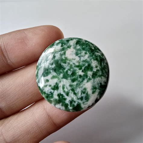 Natural Green Dot Jade Gemstone 32ct Green Polka Dot Jade Etsy Uk
