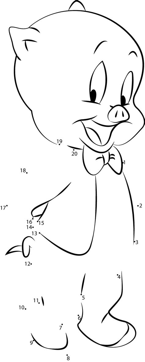 Porky Pig Dot To Dot Printable Worksheet Connect The Dots