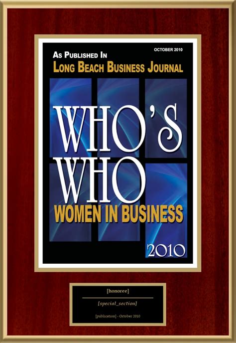 Whos Who Women In Business American Registry Recognition Plaques