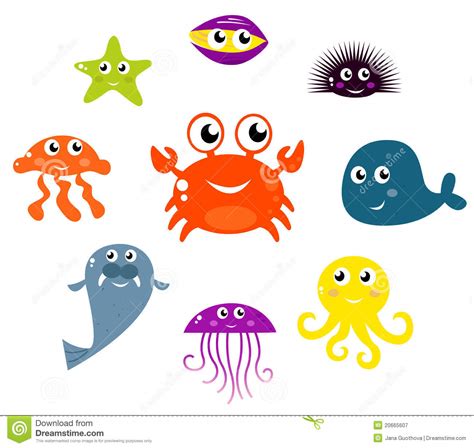 Sea Creatures And Animals Icons Royalty Free Stock