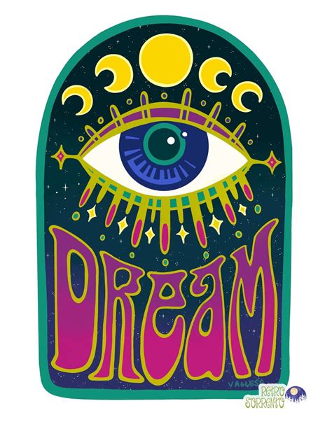 Dream Eye Art Print Bohemian Moon Phase Illustration Etsy