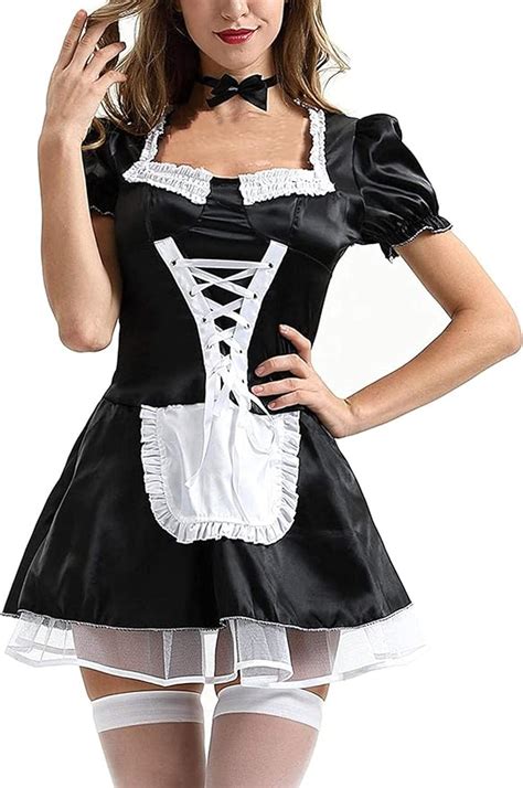 Women Sexy French Maid Dress Skirt Maid Lace Cosplay Costume Clubwear Outfit Sets Plus Size Sexy