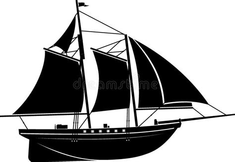 Wooden Yacht Sailboat Silhouette Stock Vector Illustration Of Full