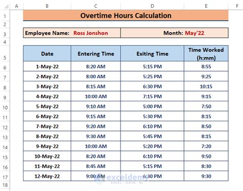 How To Calculate Overtime Hours In Excel Using If Function Exceldemy