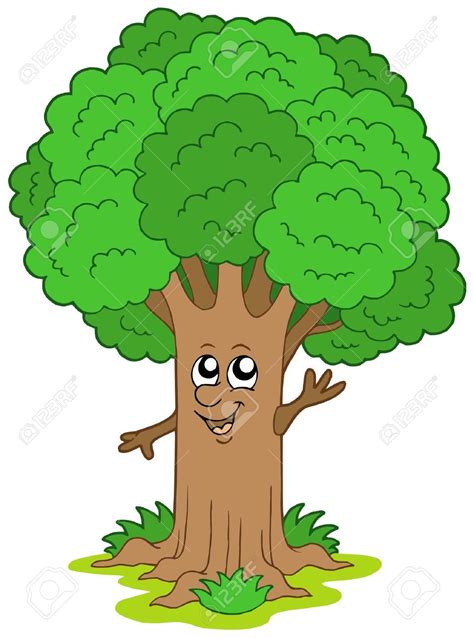 Cartoon Tree Character Vector Illustration Royalty Free Cliparts