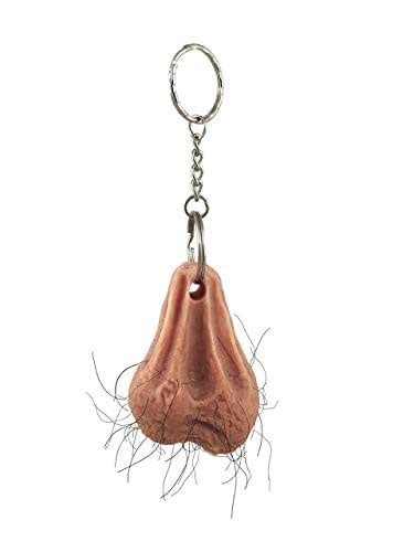 Hairy Silicone Testicle Ballsack Nuts Keyring Keychain By