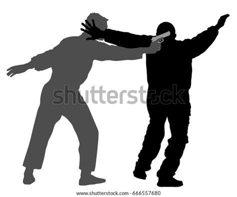 Self Defense Battle Vector Silhouette Man Vector De Stock Libre De