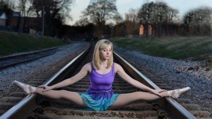 Ballerina Women Model Blonde Women Outdoors Railway Spread Legs