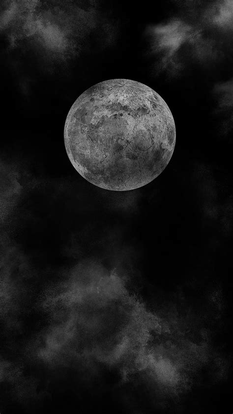 Full Moon In The Dark Night Full Moon Clouds Black Hd Phone