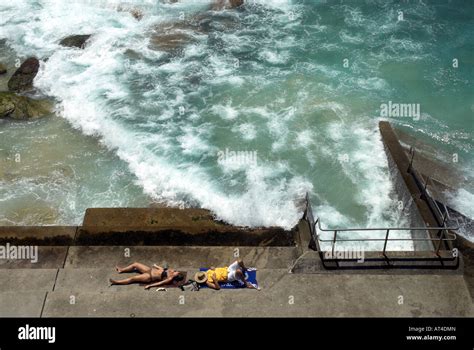 Woman Sunbathing Bondi Beach Nsw Hi Res Stock Photography And Images