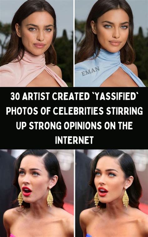 four pictures of models with the words 30 artist created yashied photos of celebrities stirring