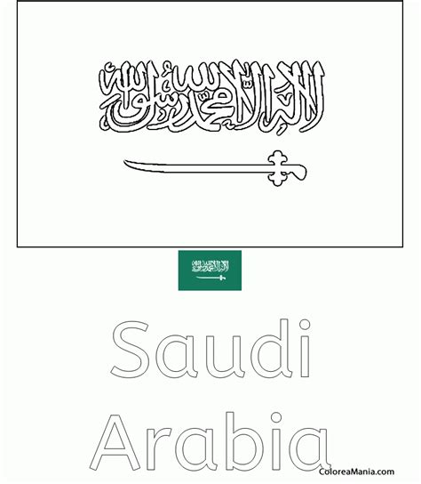 Colorear Reino De Arabia Saudita Banderas De Paises Dibujo Para