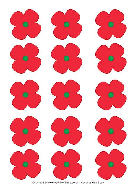 A flower template provides enjoyment and fun. Poppies Printable